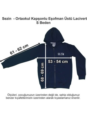 Özel Sezin Okulu Ortaokul Kapşonlu Eşofman Üstü Lacivert S Beden