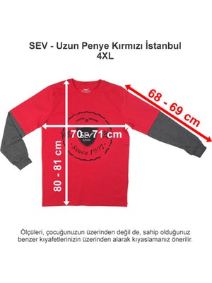 Sev Okulları Uzun Penye Kırmızı Istanbul 4xl