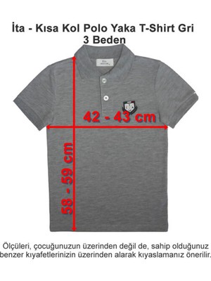 Ita Okulları Kısa Kol Polo Yaka T-Shirt Gri 3 Beden