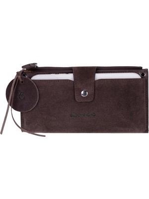 BloominBag Mocha Still Lozan Hakiki Süet Çapraz Askılı Telefon Bölmeli Cüzdan Çanta