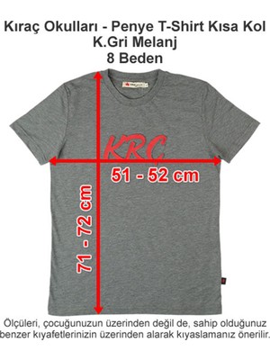 Kıraç Okulları Penye T-Shirt Kısa Kol Koyu Gri Melanj 8 Beden