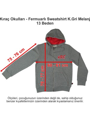 Kıraç Okulları Fermuarlı Sweatshirt Koyu Gri Melanj 13 Beden