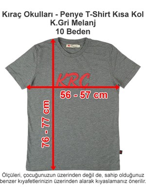 Kıraç Okulları Penye T-Shirt Kısa Kol Koyu Gri Melanj 10 Beden