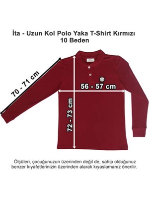 Ita Okulları Uzun Kol Polo Yaka T-Shirt Kırmızı 10 Beden