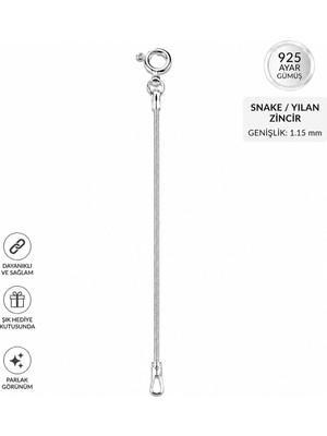 Takı Ustası 925 Ayar Gümüş Yılan Zincir Uzatma Aparatı – 1,15 mm Snake Zincir Kolye Bileklik Uzatma Zinciri