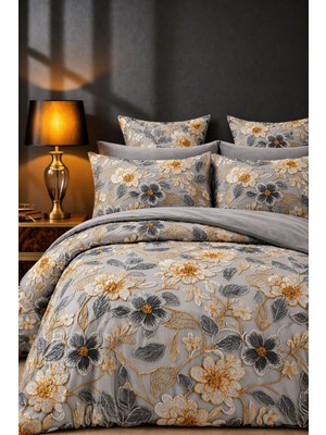 More Home %100 Pamuk Ranforce 5d Lastikli Çarşaflı Nevresim Takımı Çift Kişilik - Çiçek Desen