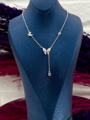 Livora Jewelry 925 Ayar Gümüş Kelebek Zarif Özel Tasarım Kadın Kolye