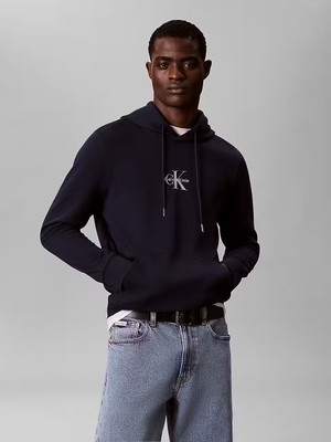 Calvin Klein Erkek Normal Kesim Yüksek Pamuk Içerikli Kapüşonlu Uzun Kollu Lacivert Sweatshirt LV04RG279G-CEF