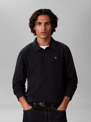 Calvin Klein Erkek Uzun Kollu Rahat Kesim Lacivert Polo Yaka T-Shirt LV04RH263G-CEF