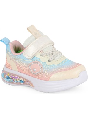 Pepino Kız Bebek Spor Ayakkabı Deniz Kızı Inci Figürlü Simli Parıltılı Cırt Cırtlı Hafif Esnek Işıklı Taban Sneaker 2231