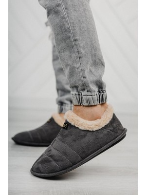 ModaFrato Stl-01 Unisex Panduf Ev Ayakkabısı Kadın Erkek Ev Botu Içi Yünlü Sıcak Tutar