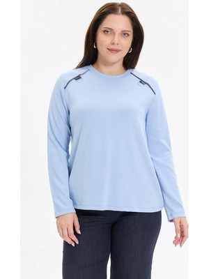 Kado Moda Metal Halka Detaylı Basic Kadın Bluz