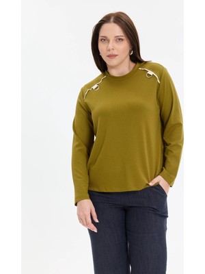 Kado Moda Metal Halka Detaylı Basic Kadın Bluz