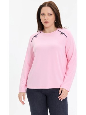 Kado Moda Metal Halka Detaylı Basic Kadın Bluz