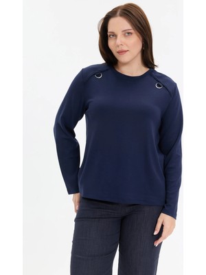 Kado Moda Metal Halka Detaylı Basic Kadın Bluz