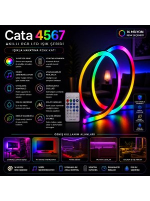 Cata CT-4567 Neon LED Şerit 5 V RGB Renkli 7 W Güç ve Uygulama Kontrol Özellikli Setli Ürün