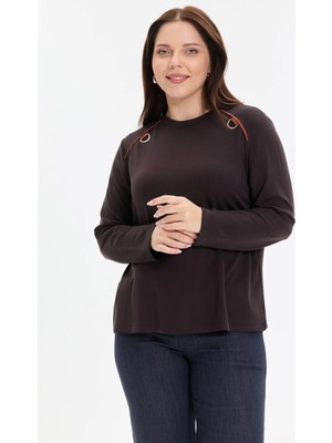 Kado Moda Metal Halka Detaylı Basic Kadın Bluz