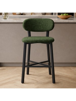 Armens Life Luna Prime Bar Sandalyesi 65 cm – Keten Kumaş, 30x30 Metal Profil, Sırt Destekli Mutfak Ada Sandalyesi
