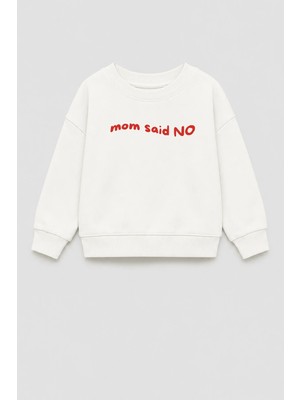 Monila Unisex Çocuk 3 Iplik Kumaş Slogan Baskılı Pamuklu Sweatshirt