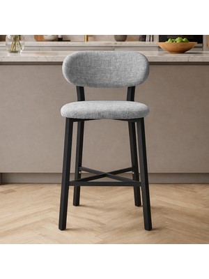 Armens Life Luna Prime Bar Sandalyesi 65 cm – Keten Kumaş, 30x30 Metal Profil, Sırt Destekli Mutfak Ada Sandalyesi