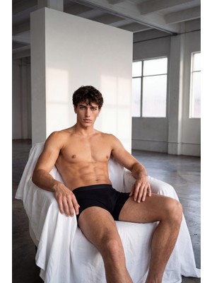 Syah Erkek Pamuklu Dikişsiz Boxer