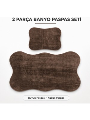 Tepehan 2’li Banyo Paspası Halısı Seti Kaymaz Tabanlı Yıkanabilir Klozet Takımı