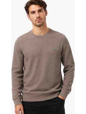 Lacoste Bisiklet Yaka Dar Kesim Kahverengi Sweatshirt