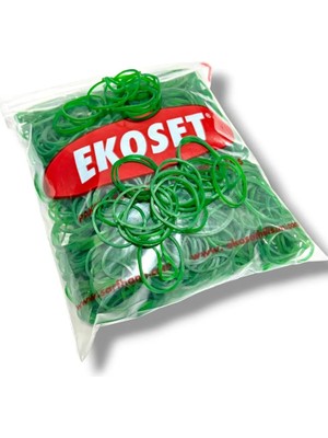 Ekoset Kauçuk Renkli Paket Ambalaj Toka Maydonoz Para Lastiği Yeşil 40 mm 1000'LI
