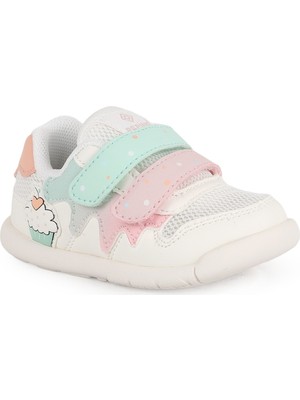 Pepino 2153 Kız Bebek Sevimli Cupcake Figürlü Çift Cırt Cırtlı Nefes Alan Fileli Ultra Esnek Taban Ilk Adım Ayakkabısı