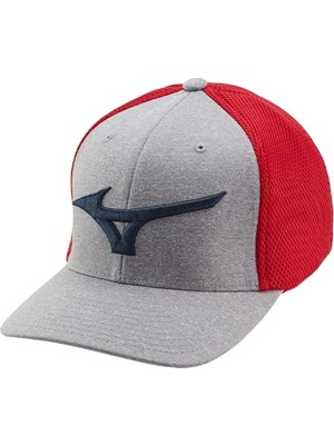 Mizuno Fitted Meshback Cap Unisex Şapka Gri / Kırmızı