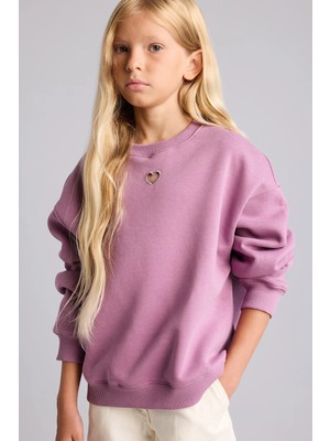 DeFacto Relax Fit Bisiklet Yaka Kalp Pencereli Sweatshirt Kız Çocuk I6192A826WN
