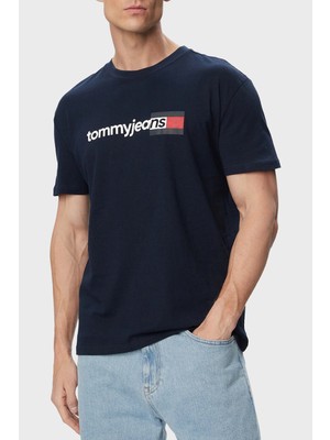 Tommy Jeans Logolu Pamuklu Regular Fit Bisiklet Yaka T Shirt Erkek T Shirt DM0DM23406 C1G
