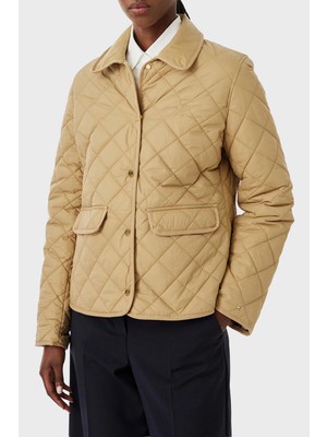 Tommy Hilfiger Slim Fit Uzun Kollu Cepli Çıtçıtlı Kapitone Ceket Kadın Mont WW0WW50936 Aeh