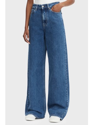 Tommy Jeans Pamuklu Wide Leg Fit Yüksek Bel Jean Kadın Kot Pantolon DW0DW23069 1A5