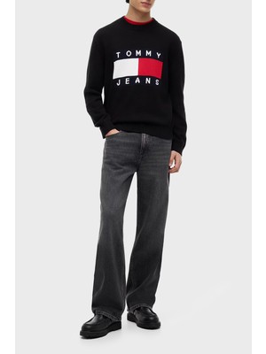 Tommy Jeans Pamuklu Logolu Regular Fit Kazak Erkek Kazak DM0DM23413 Bds