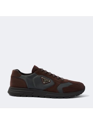 Prada Sport Prax Süet ve Re-Nylon Kahverengi Spor Ayakkabı