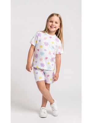 Ays Bebe Çiçek Desenli Şortlu Kız Çocuk Pijama Takımı