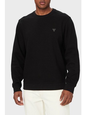 Guess Cn Ls Textured Logolu Regular Fit Bisiklet Yaka Erkek Sweat M6YQ24K4245 Sweat M6YQ24 K4245 Jblk