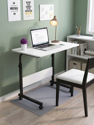 servetavcı Yükseklik Ayarlı Laptop Sehpası Çalışma Masası - Siyah Beyaz (Tekerli) Oval Kenar 70X40