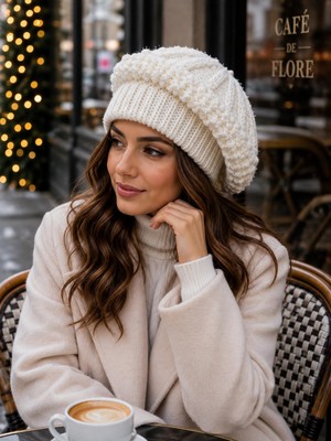 Wearflawless Kadın Triko Ressam Bere, Kışlık Örgü Yumuşak Sıcak Şık Bere, Günlük Fransız Beresi