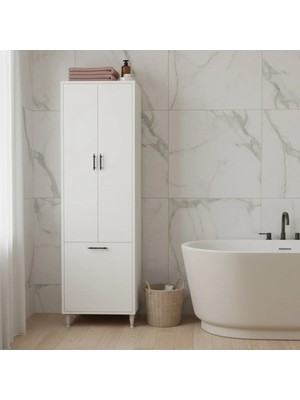 Silva / 2 Kapaklı / Kirli Sepetli / Çok Amaçlı Banyo Dolabı