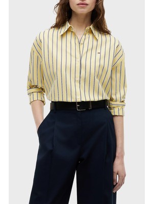 Tommy Hilfiger Poplin Çizgili Boxy Gömlek Kadın Gömlek WW0WW49940 0fr