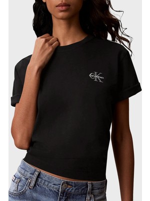 Calvin Klein Pamuklu Logolu Bisiklet Yaka T Shirt LV047G826GUB1 Kadın T Shirt LV047G826G Ub1