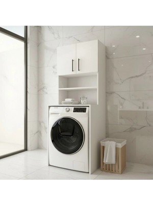  Vetro Çamaşır Makinesi Dolabı / Banyo Dolabı / Kapaklı ve 4 Raflı