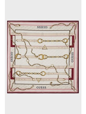 Guess Square Desenli 90 x 90 cm Ipek Eşarp AW5765SIL90 Kadın Eşarp AW5765 SIL90 Red