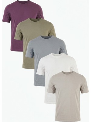 Buratti Pamuklu Regular Fit Bisiklet Yaka 5'li Paket T Shirt Erkek T Shirt 59020204S5