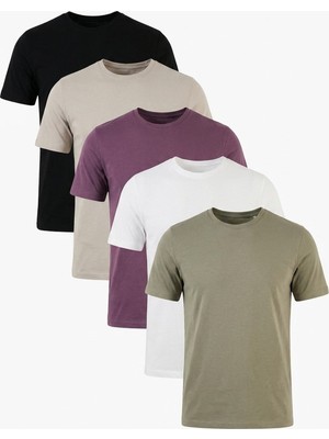 Buratti Pamuklu Regular Fit Bisiklet Yaka 5'li Paket T Shirt Erkek T Shirt 59020204S5