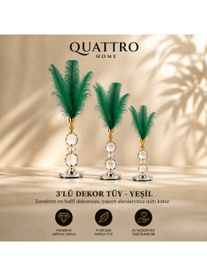 Quattro Home 3'lü Dekor Tüy - Yeşil