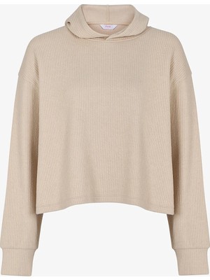 Penti Pastel Bej Fitilli Uzun Kollu Sweatshirt