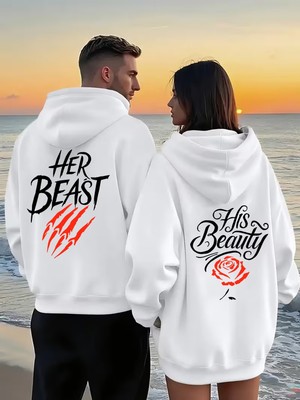 Macklin Sevgili - Arkadaş Çift Kombini Tom ve Jerry Sırt Baskılı Özel Tasarım Kapüşonlu Sweatshirt 2li Takım